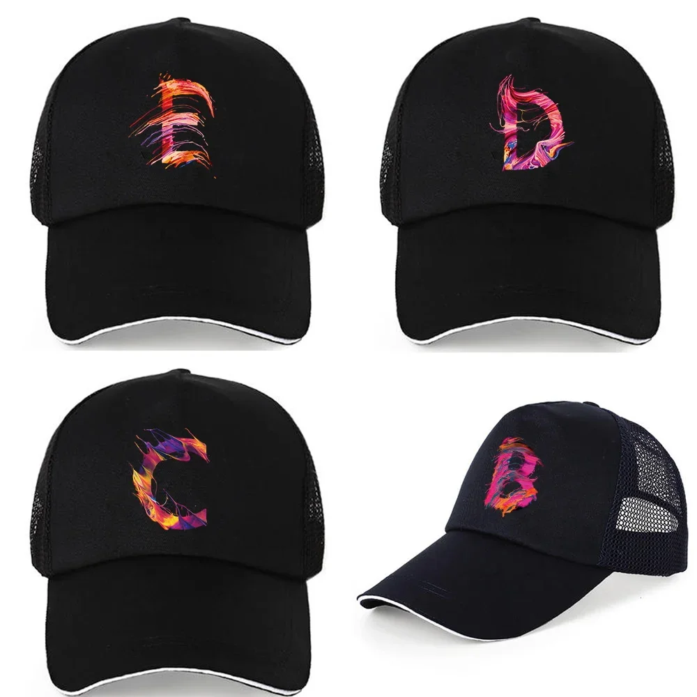 Women Pure Cotton Mesh Caps Summer Street UV-proof Visors Hats Casual Adjustable Back Buckle Hat Paint Letter Print Fishing Cap