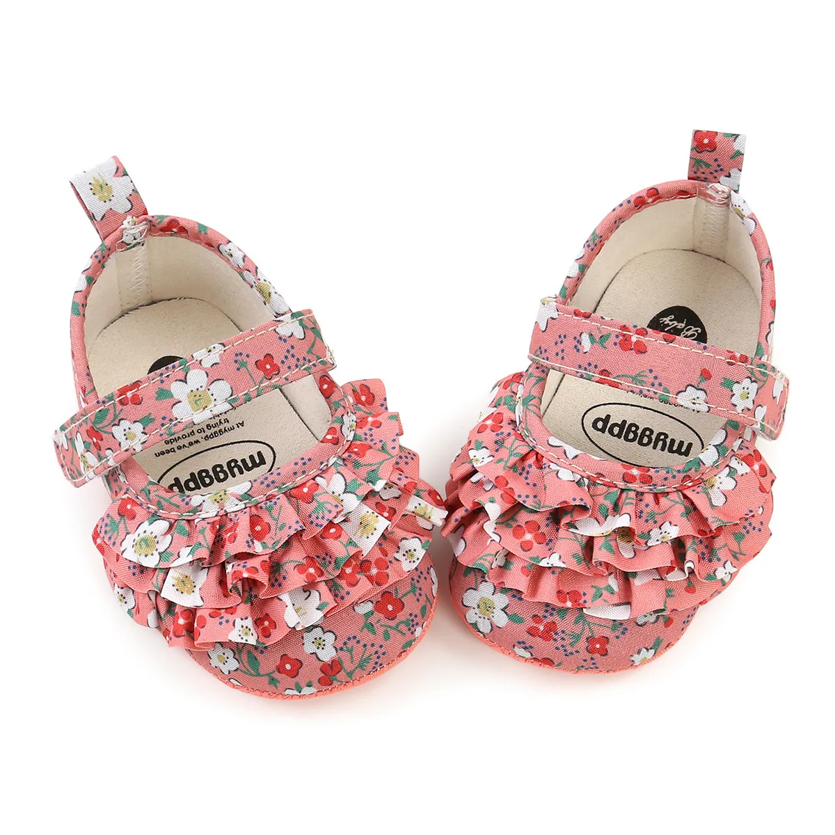 Baby Casual Shoes Infant Toddler Floral Non-slip Soft-Sole Flat Cotton First Walker Newborn Ruffle Decor Princess Shoes