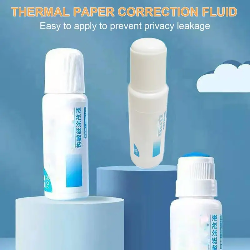 Fluido de Papel Térmico Portátil, Fluido Corretivo, Protetor de Identidade de Secagem Rápida, Borracha Rápida, 20ml 30ml 50ml