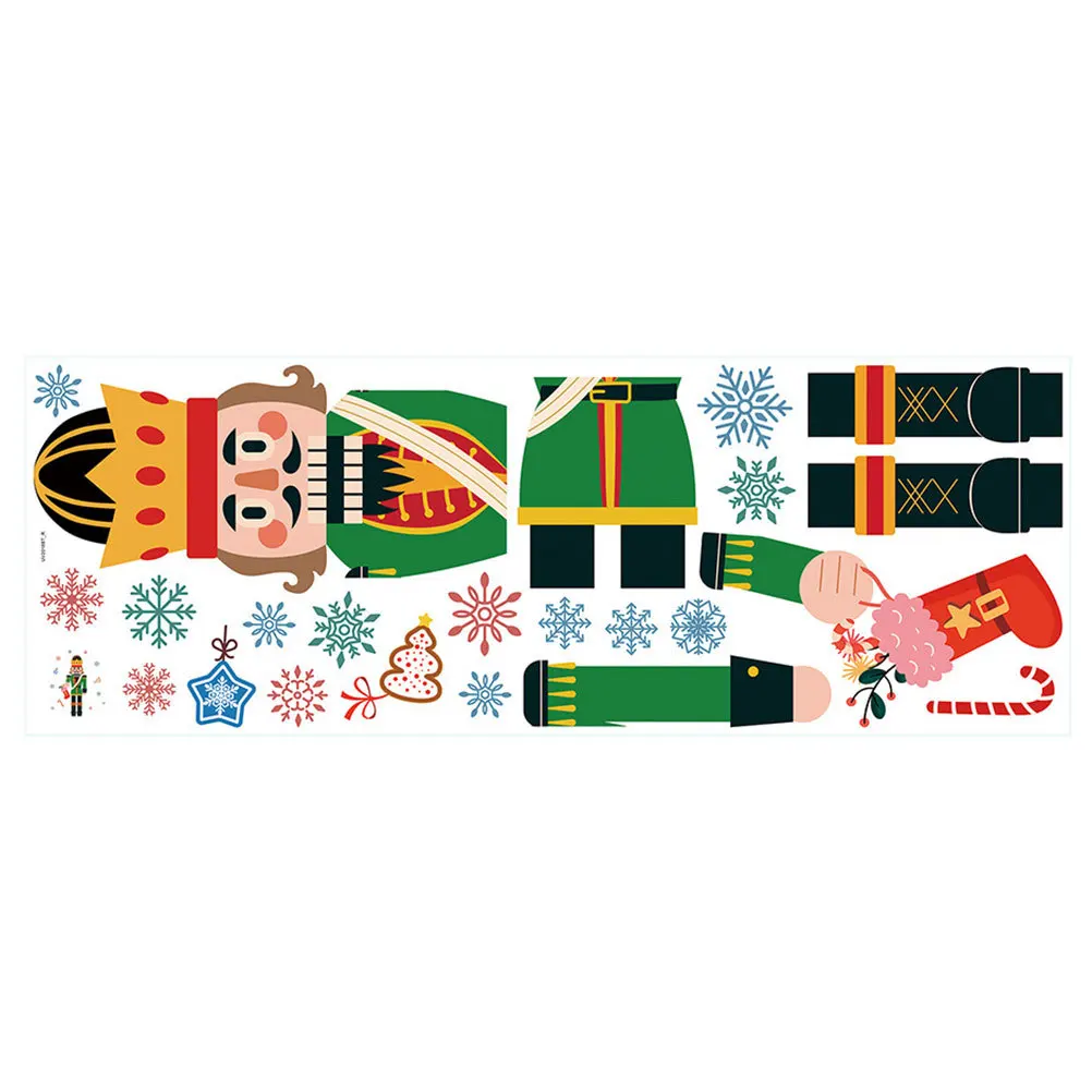 1 ورقة عيد الميلاد كسارة البندق نافذة ملصق قابلة لإعادة الاستخدام لاصق يتمسك للثلاجة نافذة الباب جدار حفلة صور الدعامة