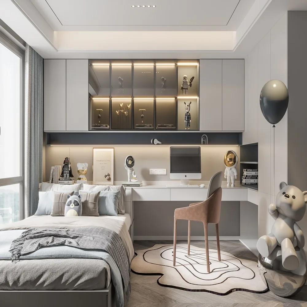 Modern Design Customizable Durable Wooden Bedroom Set with Wardrobe Bed-Environmentally Friendly for Villa/Hotel/Apartment Use