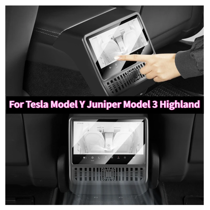 Film trempé pour écran arrière, couvercle de protection pour Tesla modèle Y Juniper modèle 3 Highland 2025, couvercle de ventilation arrière, accessoires de voiture
