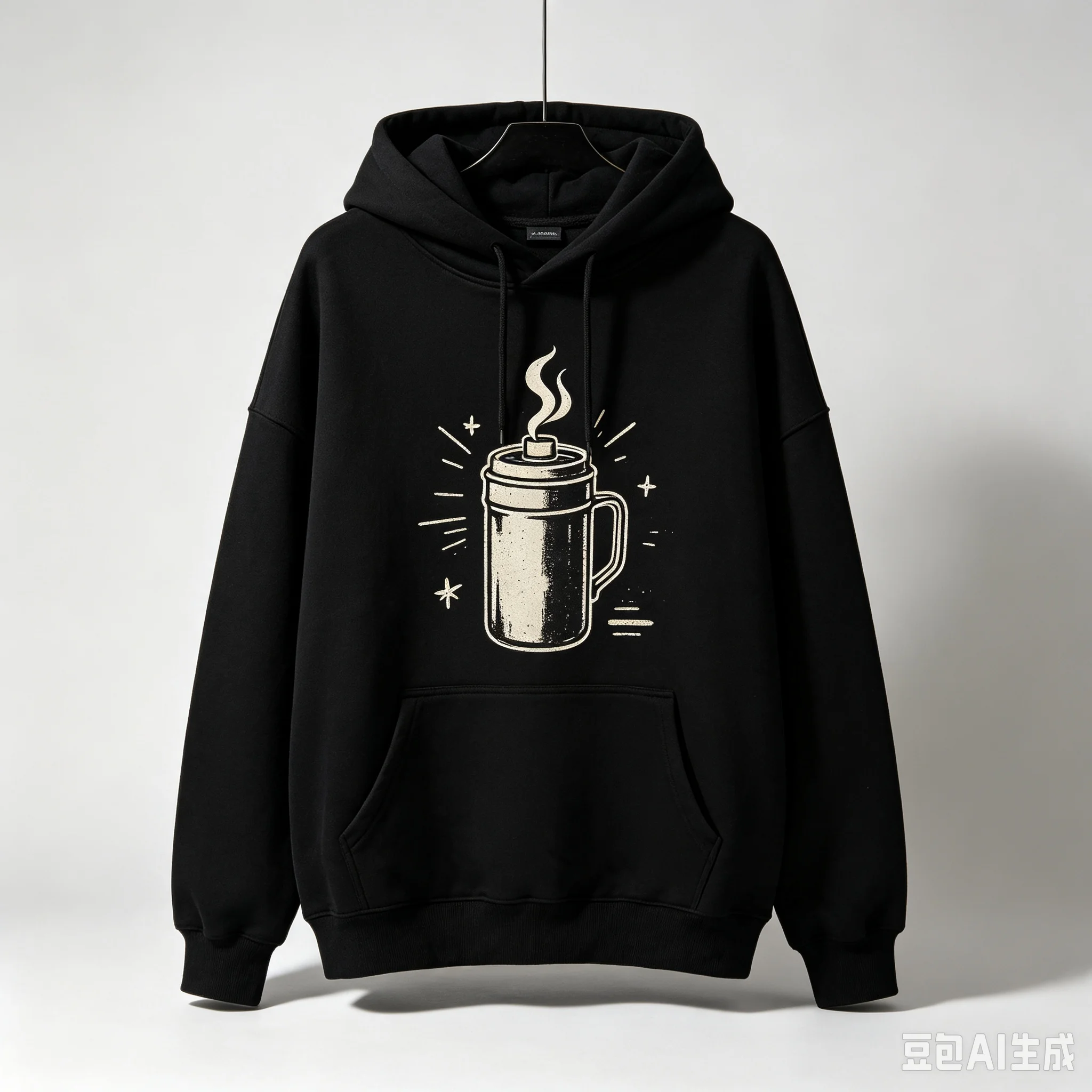 Thermos Cup Graphic Hoodie Unisex Streetwear Hot Steam Vintage Print Oversize Hooded Sweatshirt Men Women Casual Pullover Tops