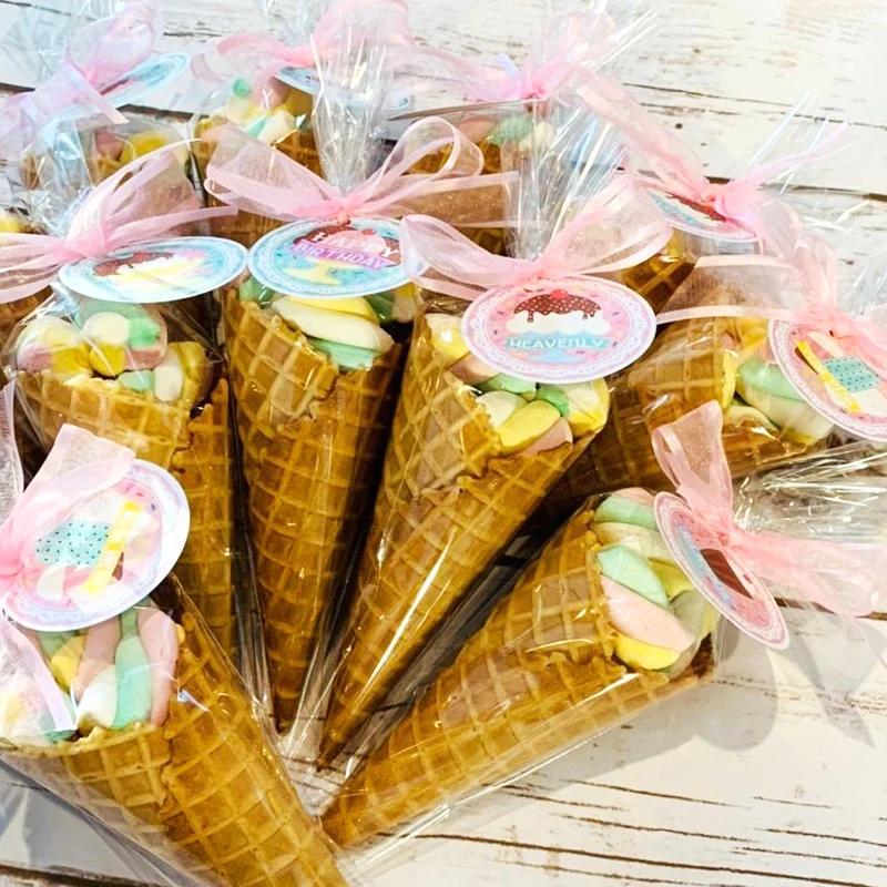 50Pcs Klar Kegel Süßigkeiten Taschen Lebensmittel Snack Verpackung Kunststoff Tasche Mit Krawatten Hochzeit Geburtstag Party Favors Dekoration DIY Geschenk taschen – Detail 7