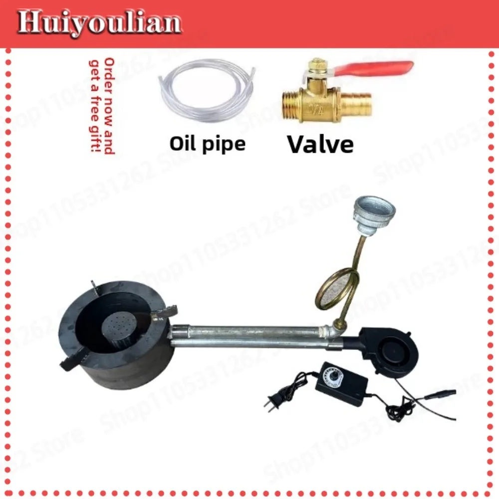 Horizontal Waste Oil Heater 25cm with Blower Fan Speed Controller  Mounting Bracket for Poultry Farm Workshop Winter Heating