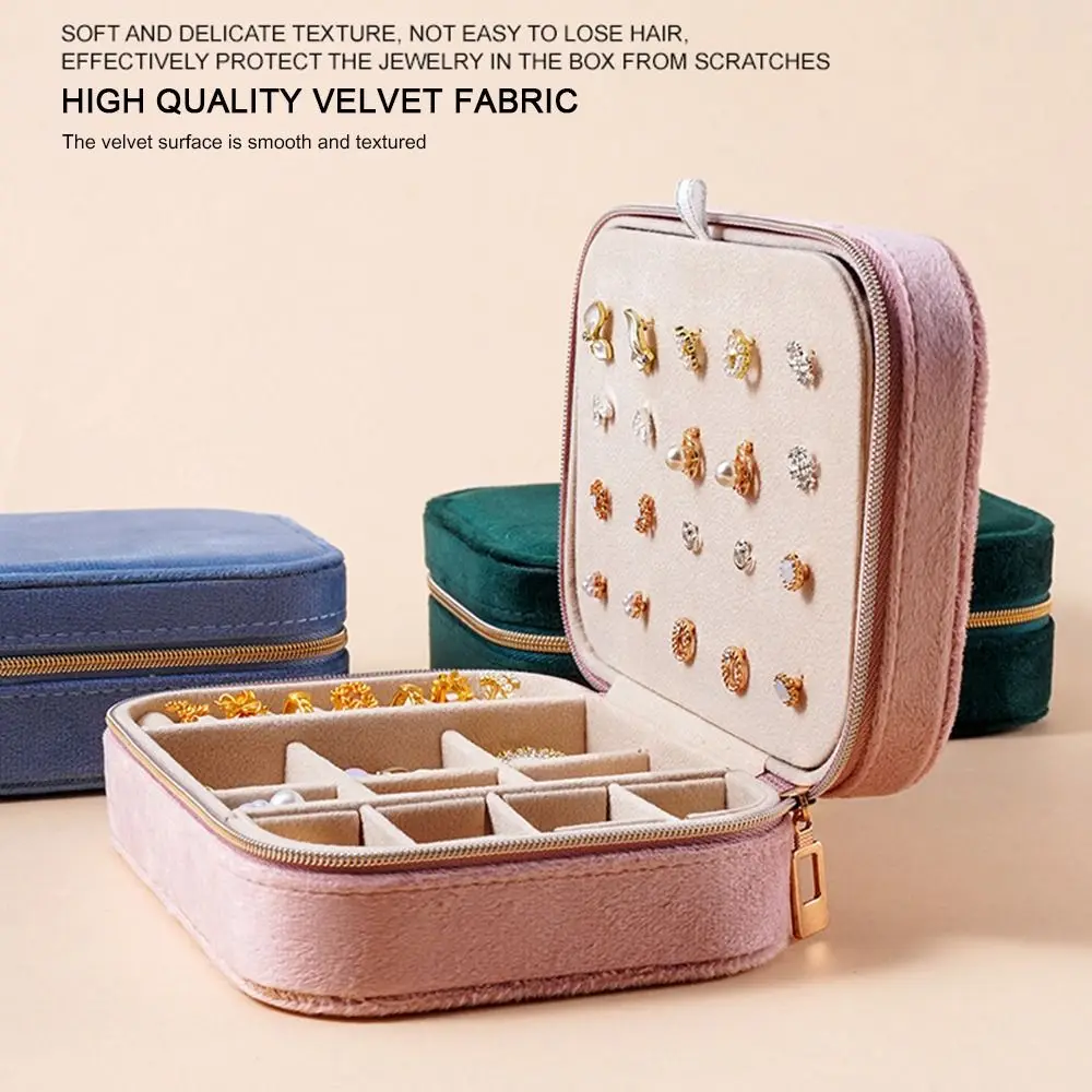 2 Layer Travel Jewelry Case Portable Large Capacity Jewelry Box with Removable Tray Velvet Necklace Display Case for Women