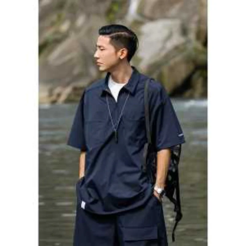 Men's Short-sleeved Summer Sports Elastic Short-sleeved T-shirt Outdoor Functional Work Wear Sweat-absorbent Breathable