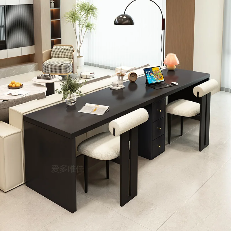 

Длинный стол со спинкой дивана, двойной стол из массива дерева, черный стол для гостиной, домашнего офиса, учебный стол, супер длинный диван со спинкой