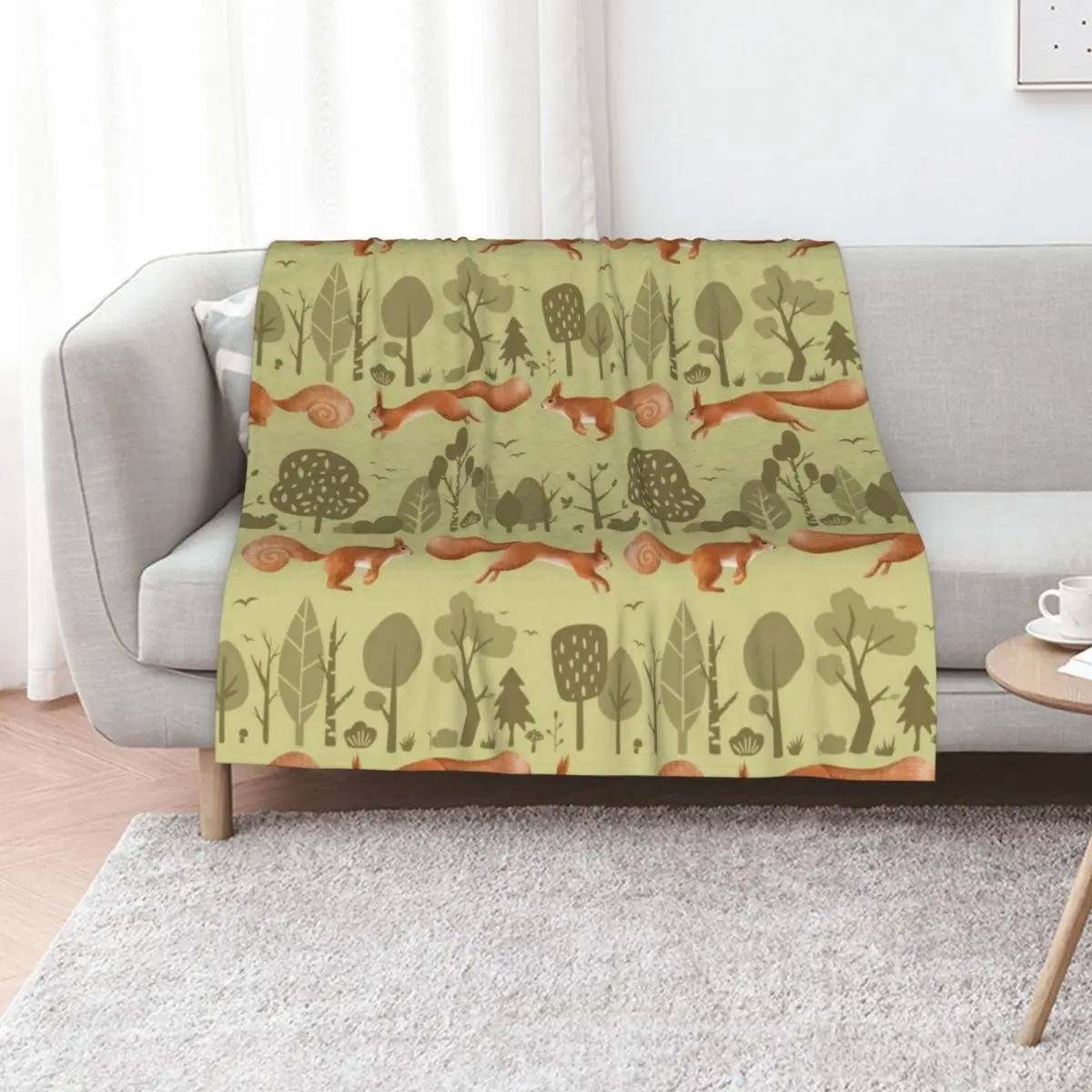 Cute Squirrel Throw Blanket anime Plaid Soft Beds Soft Plaid Loose Furry Blankets