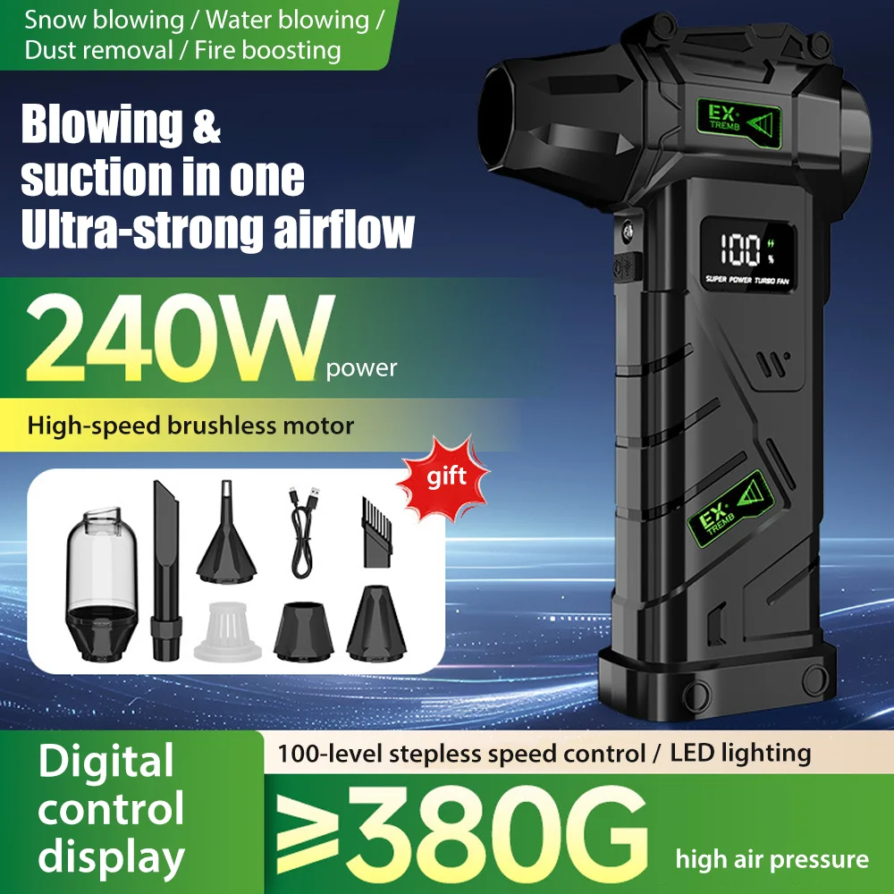 

New Jet Fan Strong Portable Power Handheld Dust Elimination Computer Hurricane Storm Source Turbo Jetfan Vacuum Cleaner 10000mAh