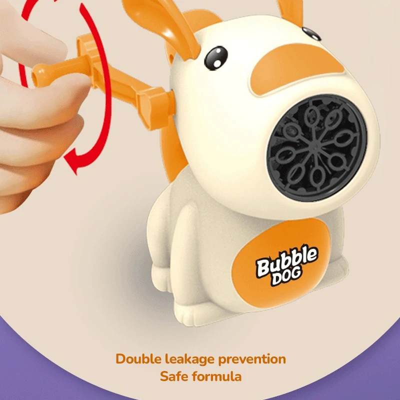 Soap Bubble Machine Cute Dog Bubbles Gun Hand-Cranked Power Bubble Maker Blowing Children Outdoor Party Game Toy for Boys Girls