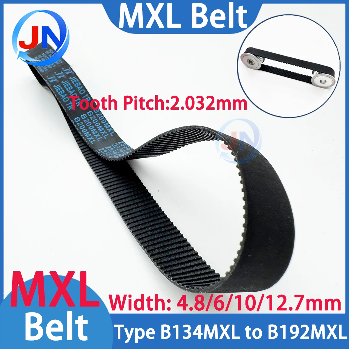 MXL Timing Belt B134MXL B136 B145 B148 B163 B168 B180 B192MXL Belt Width6/8/10/12.7mm Rubber Timing Belt Closed Loop Drive Belt