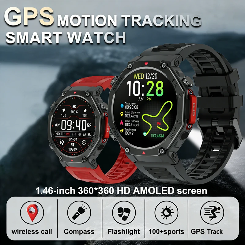 

Новые умные часы с голосовыми вызовами и аккумулятором 510 мАч, GPS-трекер, водонепроницаемость 5ATM, спортивный трекер для бега, компас, военные смарт-часы для мужчин