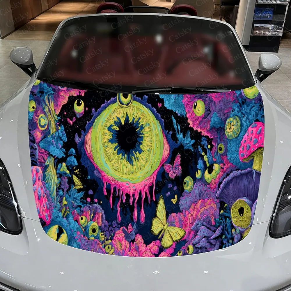 Trippy Eye Car Hood Stickers - Self-Adhesive, Waterproof and Durable Vinyl Wrap, Decorate And Protect Your Car - The Gift For Ca
