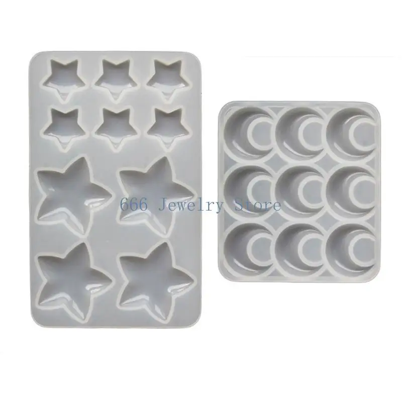 F2TD Easy to Use Silicone Mould Versatile Moon Star Pendant Mold DIY Jewelry Projects Casting Mould Jewelry Decor Molds