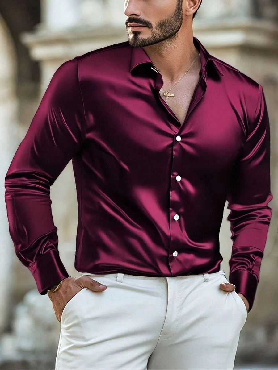 Men's Formal Dress Shirt 10 Colors Solid Color Outdoor Wedding Fashion Long Sleeved Top XS-6XL Soft Fabric