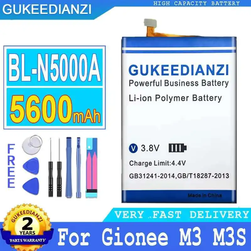 

For Gionee M3 M3S M4 Marathon Cell Phone Fast Charging Mobile Battery BL-N5000A Reliable Power 5600Mah
