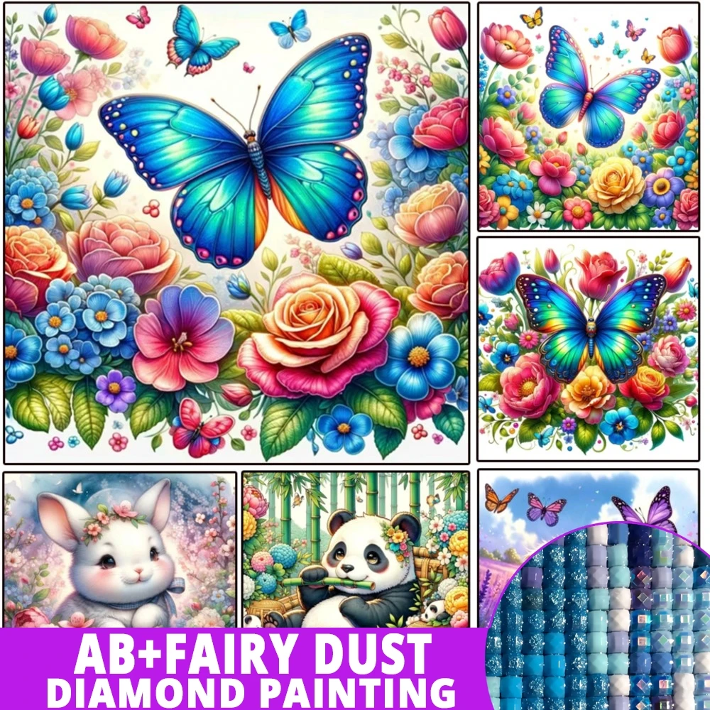 

Fairy Dust AB DIY Diamond Painting Colorful Flower Butterfly Rabbit cat Abstract Landscape Full Square Round Embroidery Stitch