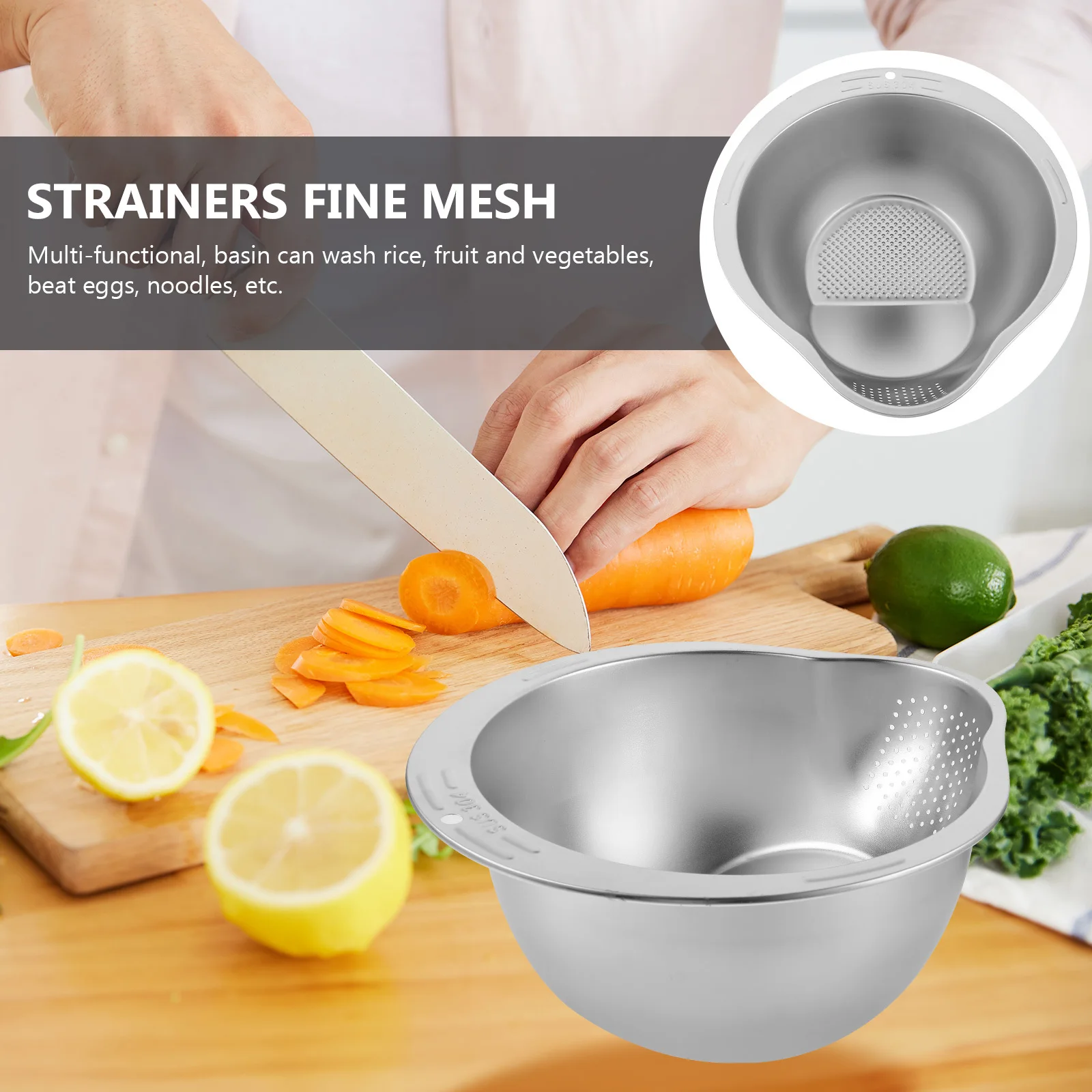 

Rice Strainer Fine Mesh Bowl Colander for Washing Bowel Vegetable Basin Kitchen