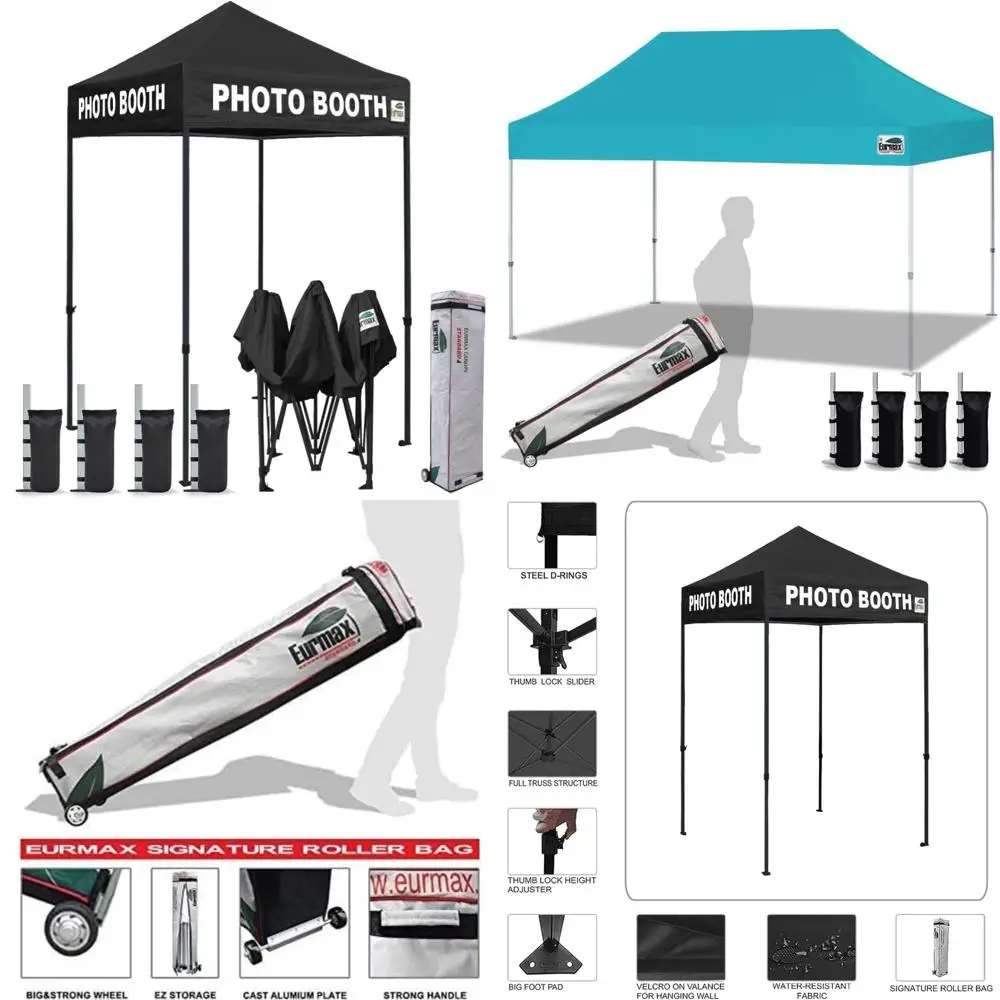 

Heavy-Duty 5x5 Instant Pop Up Canopy Tent with Roller Bag and 4 Sand Weight Bags for Commercial Use