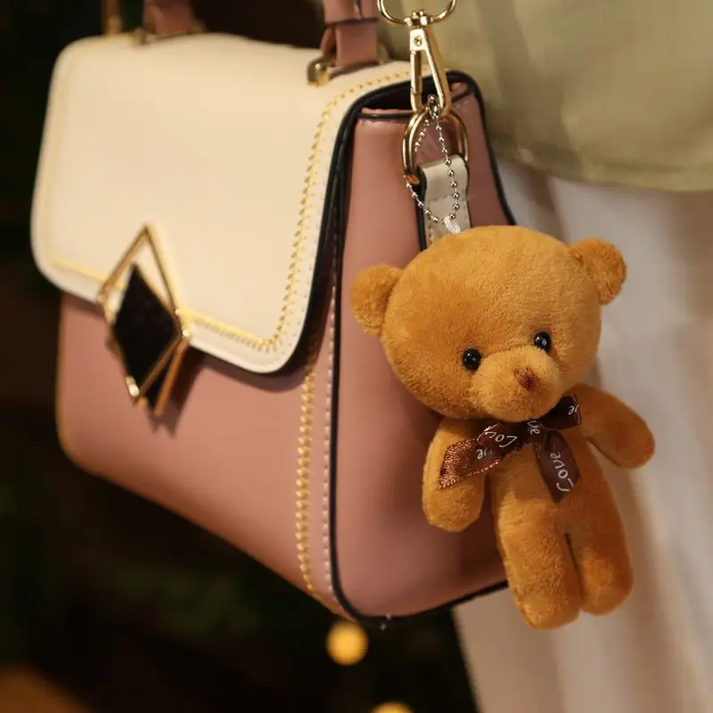 Nieuwe kleur teddybeer poppen 12 cm zachte knuffels beer knuffel hangend schattig schattig meisje sleutelhanger bruiloft kinderen feestgeschenken