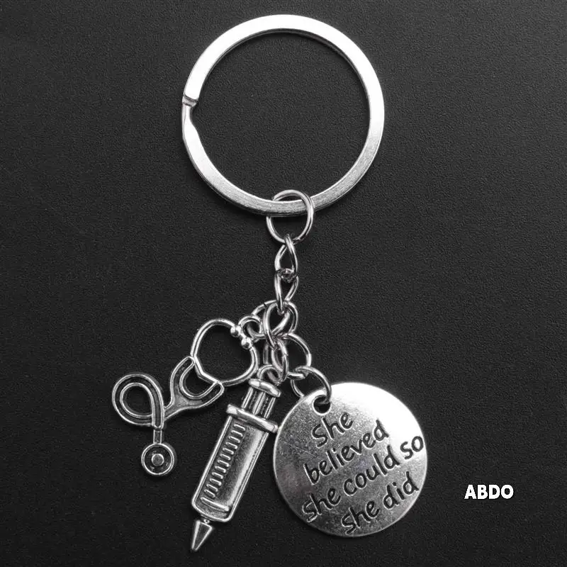 

3X Syringe Stethoscope Keychain Key Chain Keyring Nurse Physicians Student Graduation Gift Jewelry