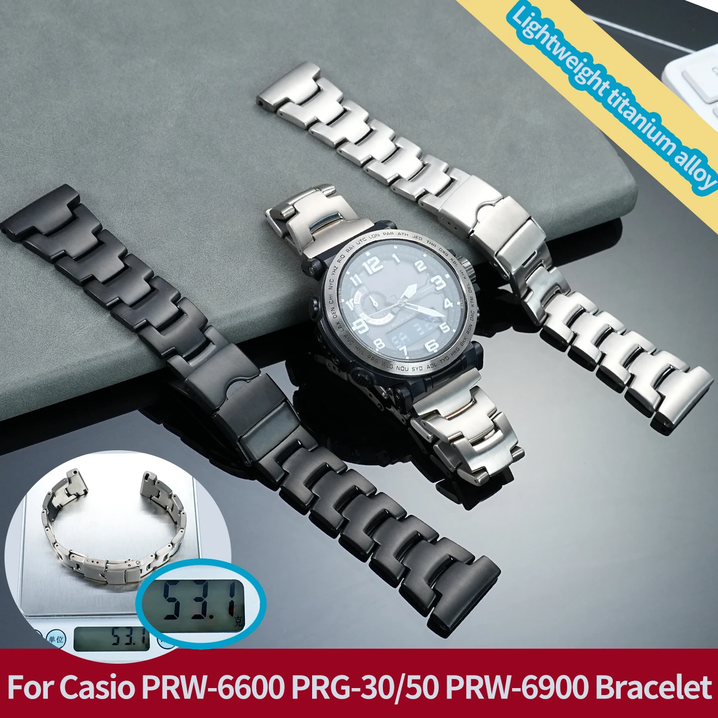 

Для Casio Prorek prw-6600 prg-650 титановый металлический ремешок для часов PRW-30/50/60/70YT prw-6900/6800 браслет цепочка для часов из титанового сплава