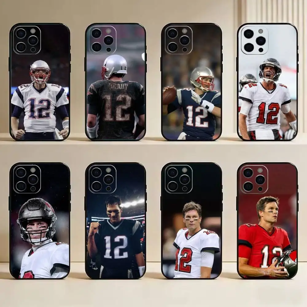 Capa de Silicone Macia Tom Brady - Quarterback Lendário do Rugby para iPhone 17 16 15 14 13 12 11 X XR Plus Pro Max Plus