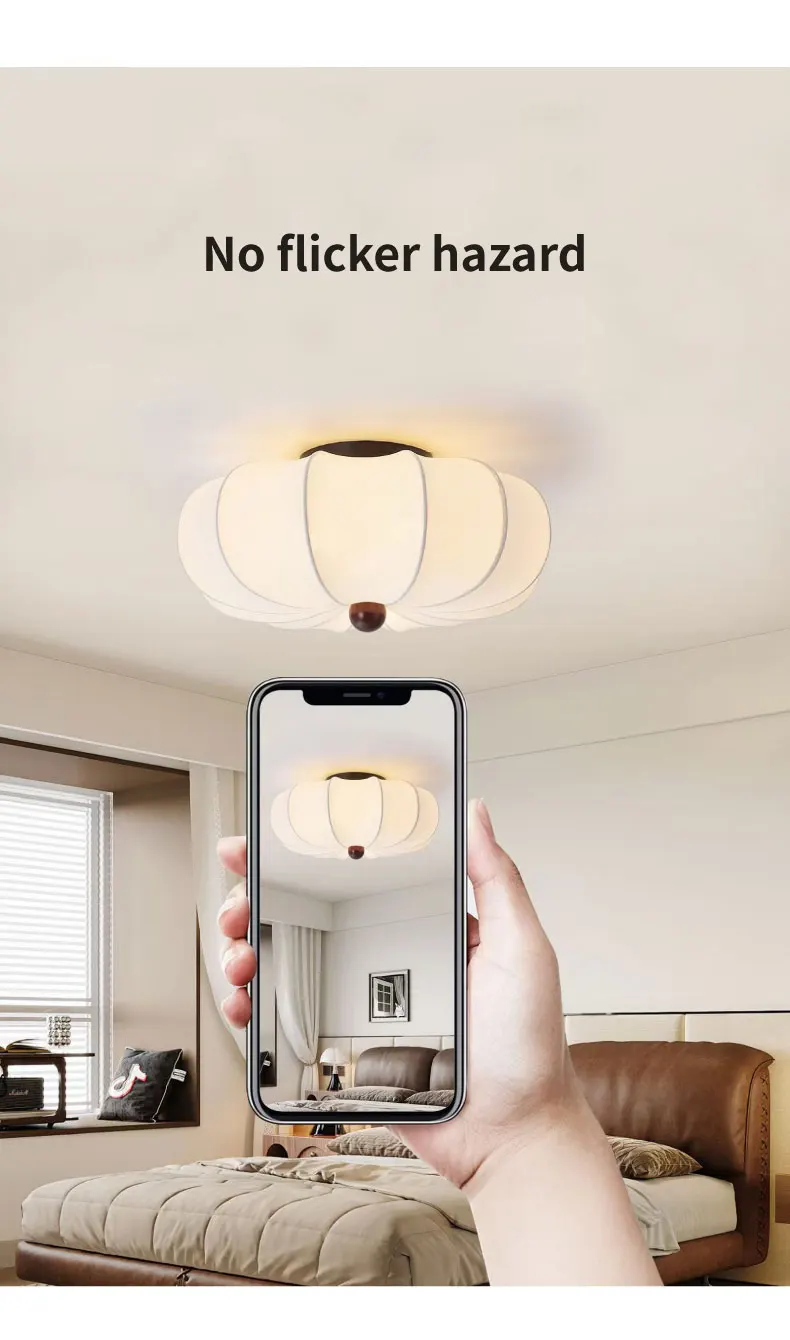 Silk LED Ceiling Lamp Bedroom Romantic White Chandelier