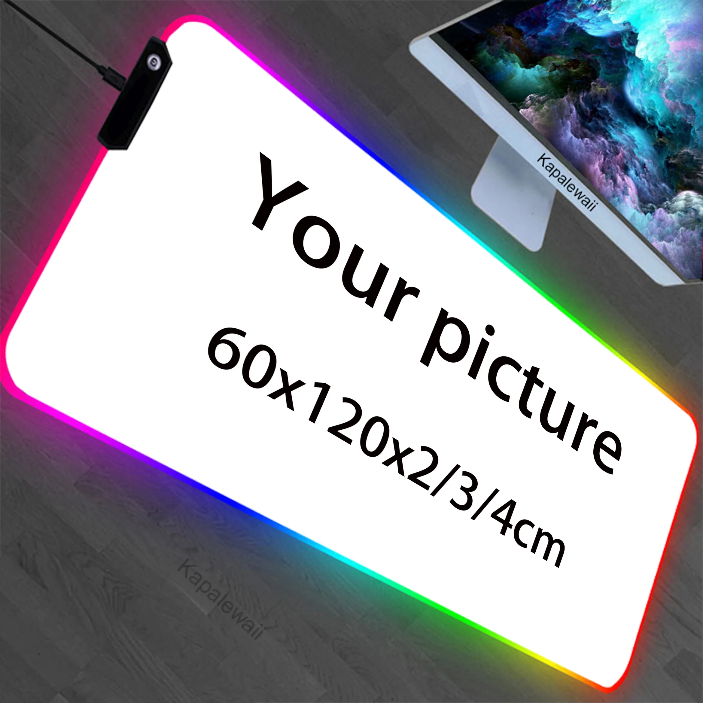 RGB LED Custom Image Tabletop Gaming Deskmat,Custom Playmat 1200x600 Mouse Pad Playmat Game Mat Printing HD,Personalized Gifts