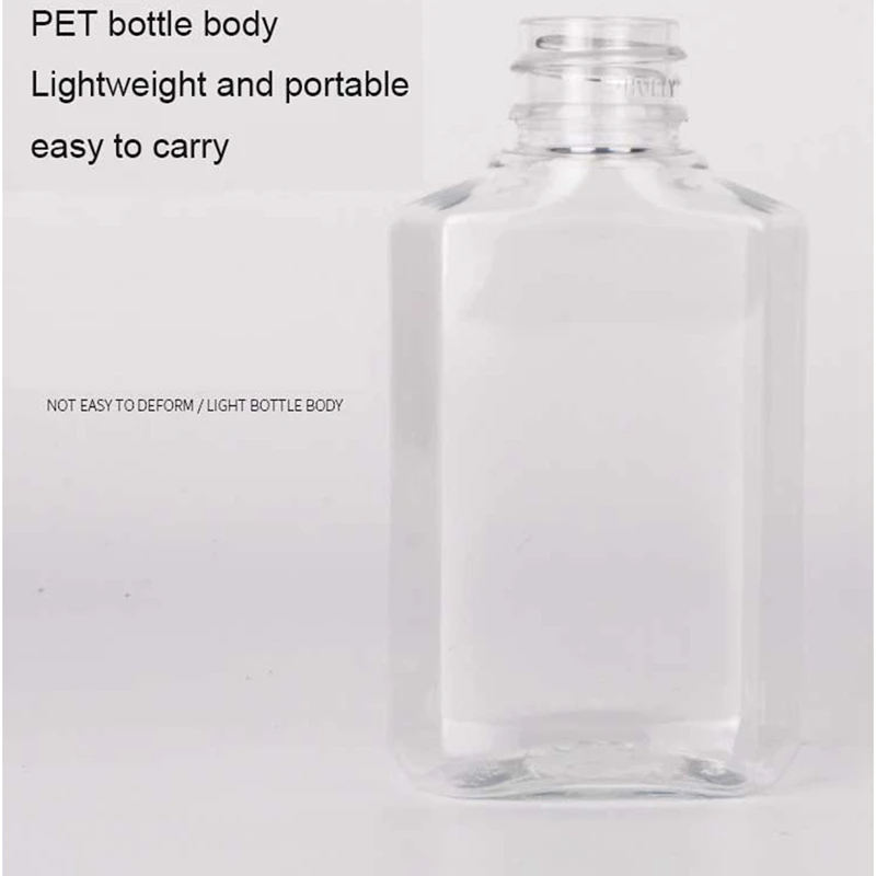 80 PCS 2 Oz 60 Ml Transparente Recarregável Flip Top PET Plástico Recipiente de Garrafa de Viagem