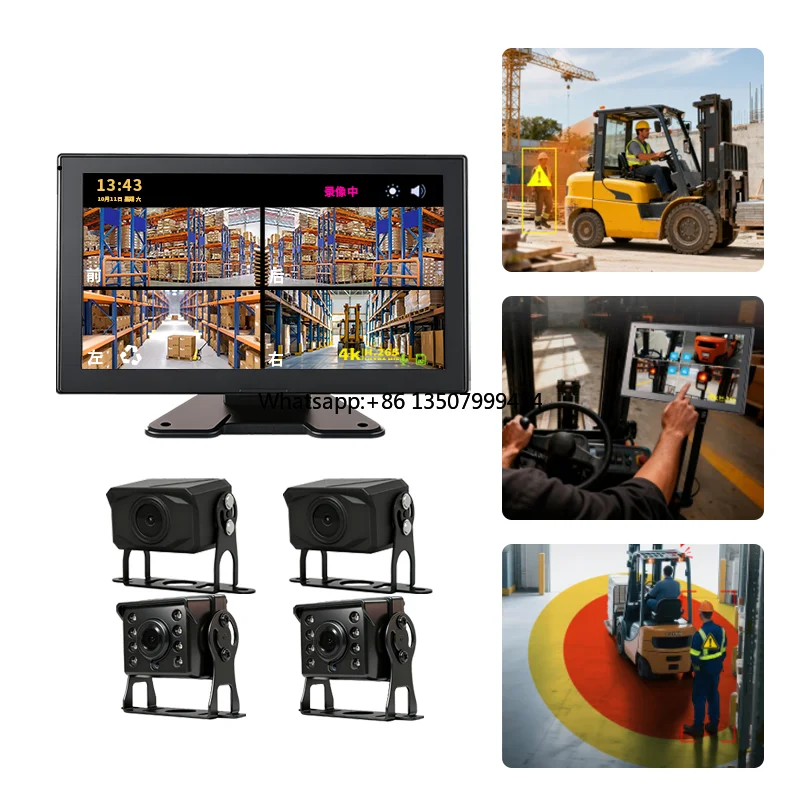 Pedestrian Alert AI Collision Avoidance Wired Reverse Backup 7inch Monitor Blind Spot Detection Camera Forklift Other Brands