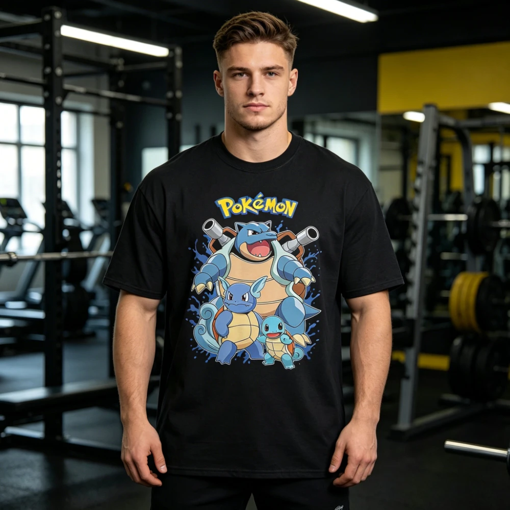 Camiseta de Verano de Manga Corta con Estampado de Anime de Pokémon Blastoise Evolution (Squirtle, Wartortle, Blastoise) para Hombre y Mujer, Venta Caliente 2026