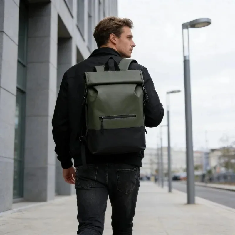 

Durable Roll-Top Backpack for Men Spacious Waterproof Commuter Business Travel Backpack