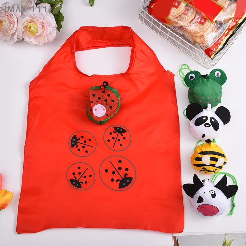 【xxx】Cute Animal Shopping Bag Large Capacity Folding Tote Bag Supermarket Shopping Storage Pouch Reusable Eco-Friendly Bags【W1】