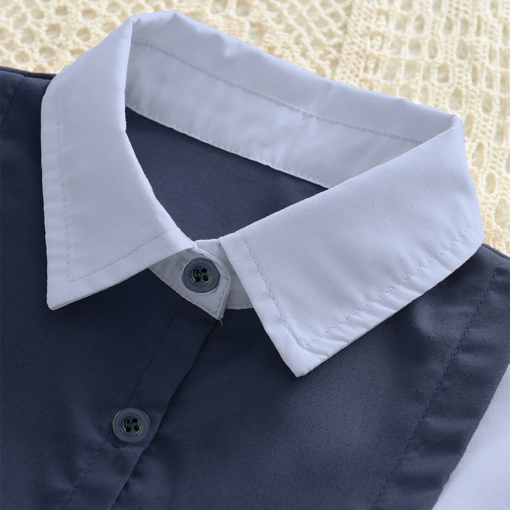 Bär Führer Schmetterling Knoten Farbe Blockiert Mädchen Kleider Herbst Neue Lange Ärmeln Revers Prinzessin Kleid Koreanische Version Kinder Kleidung – Detail 16