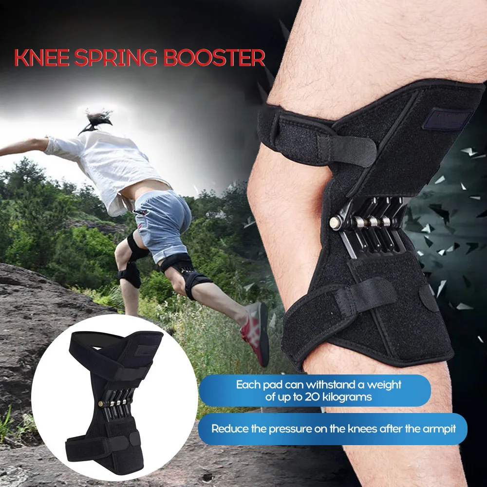 Knee Booster Joint Support Knee Pads Patella Knee Strap Tibial Booster Powerful Rebound Spring Force for Gym Running Walking