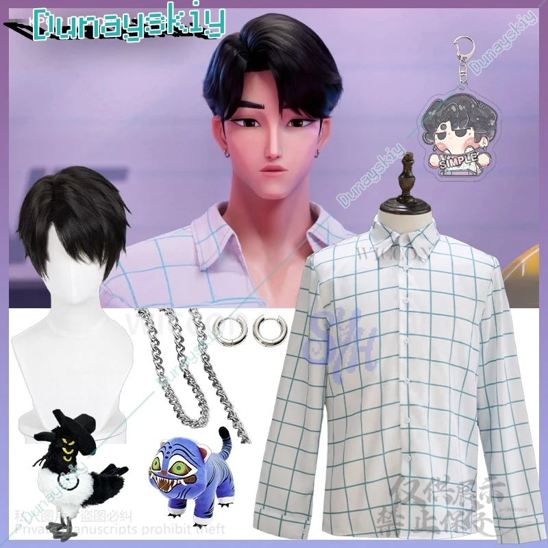 

Saja Boys Soda Pop Uniform Kpop Demon Cosplay Jinu Anime Costume Fashion Handsome Korea Idol Retro Plaid Long Sleeve Shirt 코스프레