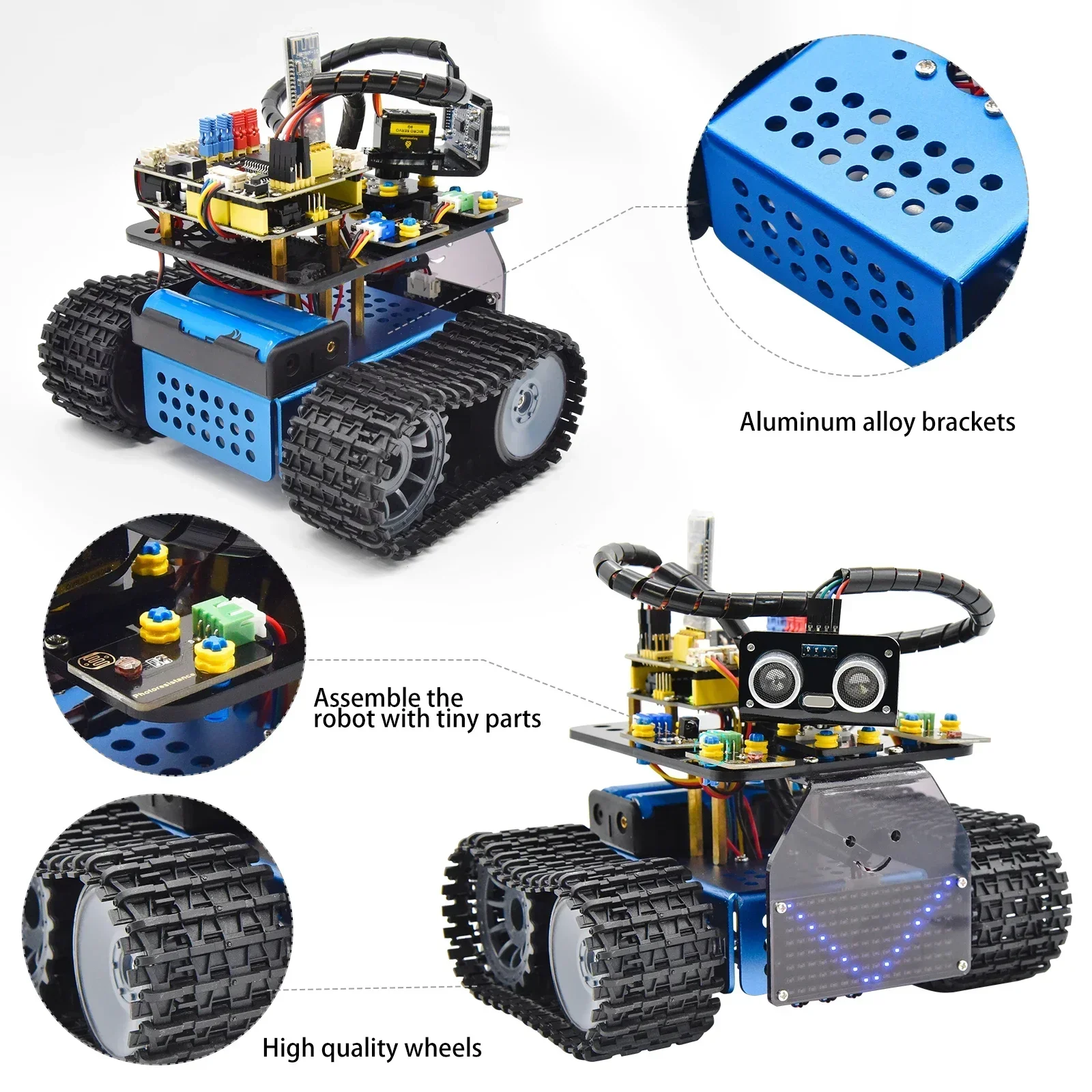 Keyestudio 업그레이드 Arduino 키트 로봇 자동차 용 미니 스마트 탱크 로봇 V3.0 Arduino & Mixly와 호환되는 DIY 프로그래밍 가능한 STEM 장난감