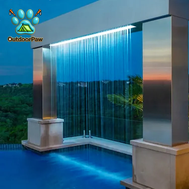 SS304 string water curtain light hotel/villa/hall garden wall decoration multifunctional artificial waterfall fountain