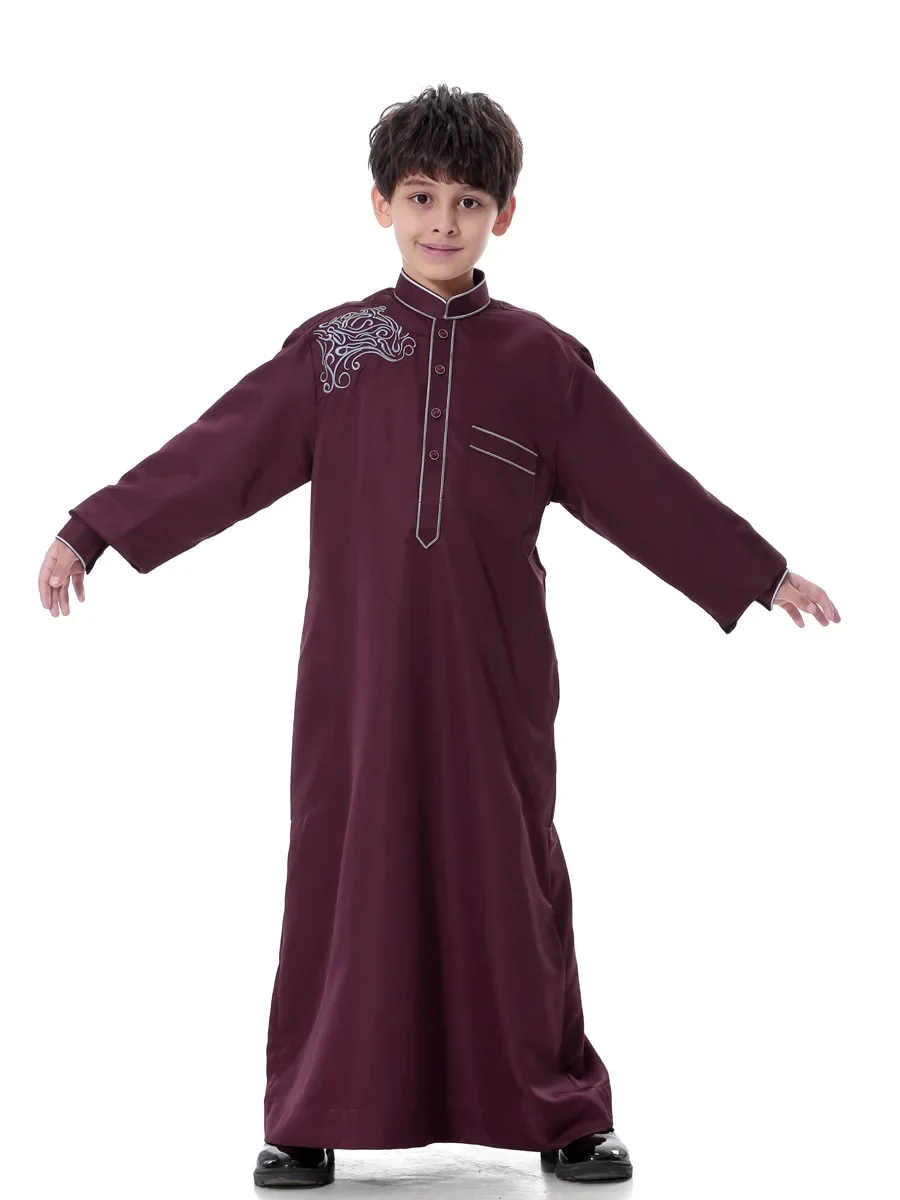 Turco Musulmano Bambini Abaya Jubba Thobe Kimono Ragazzo Thobe Thawb Caftano per Bambini Abbigliamento Islamico Abiti Lunghi Abito Dubai Arabo