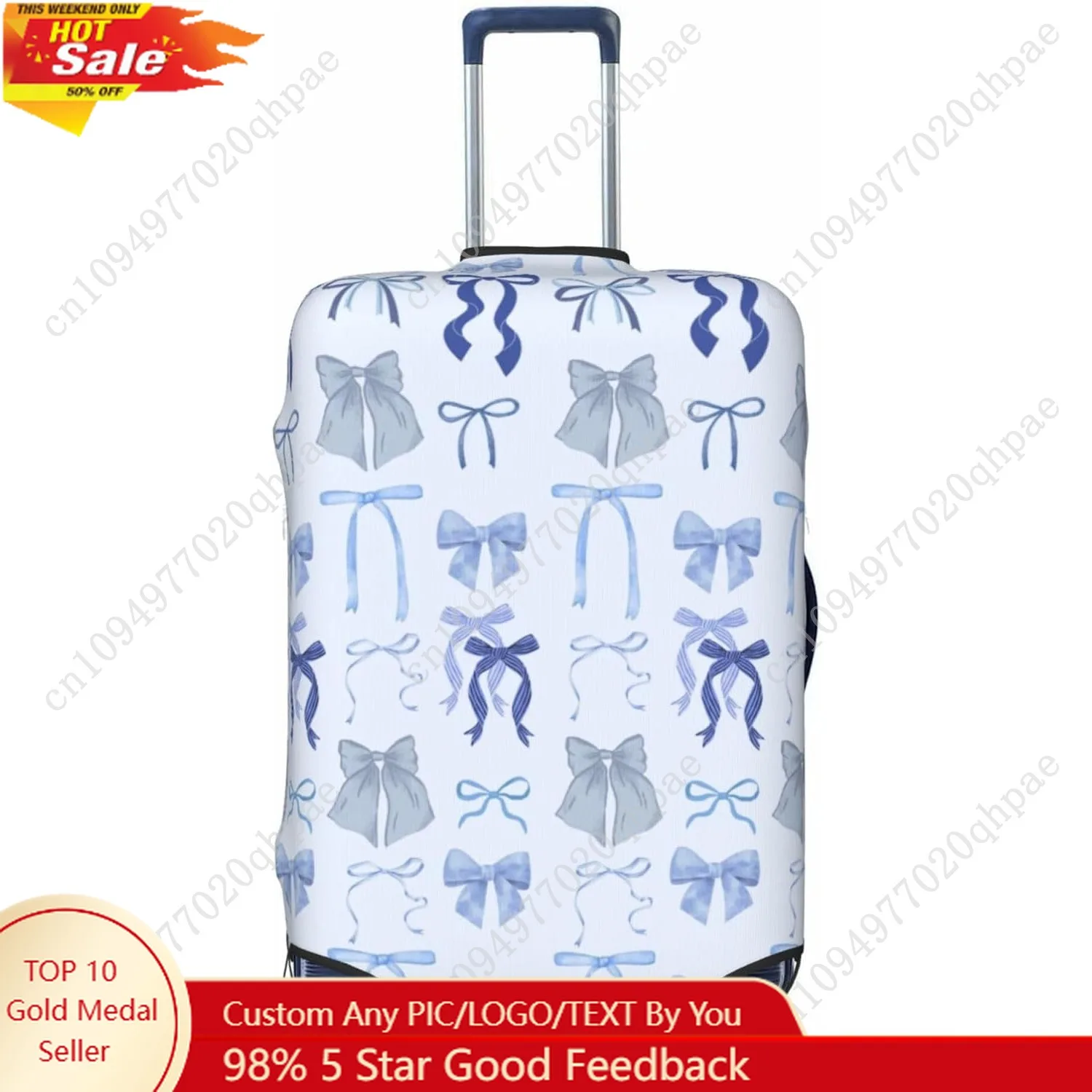 

Blue Bows Travel Luggage Cover, High Elasticity Washable Suitcase Cover Protector Fit 22-24 in Luggage Travel Accessories