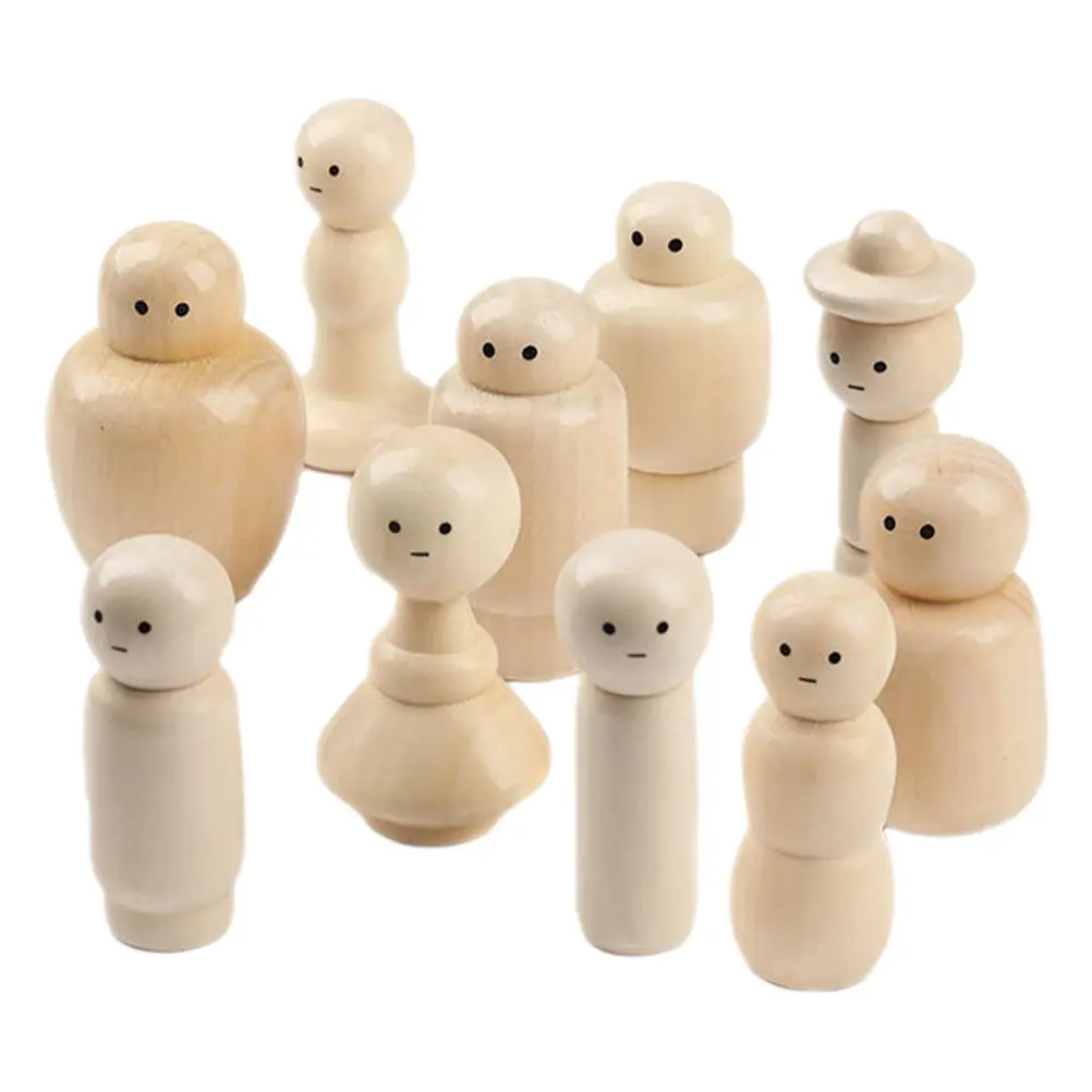 

10 шт. неокрашенных деревянных фигурок для творчества, заготовки для росписи, декоративные деревянные фигурки людей, товары для творчества, для подростков, для дома и рабочего стола