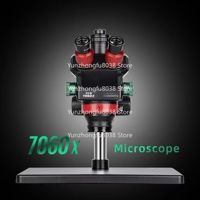 7060X HD Trinocular Microscope with Base 0.7X-6.0X Zoom for Mobile Phones PCB Welding Motherboard Chip Repair Tools