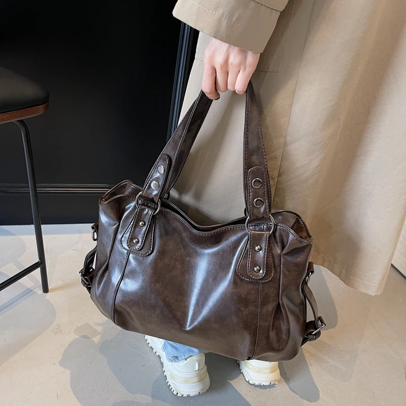 

Womens PU Leather Shoulder Bag Large Capacity Messenger Bag Casual Top Handlebag Hobo Bags for Travel