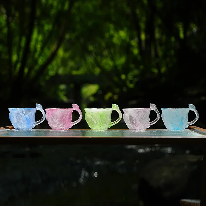 Glazed lotus leaves, lotus bones, relief, clear lotus cup, tea cup, no boiling water
