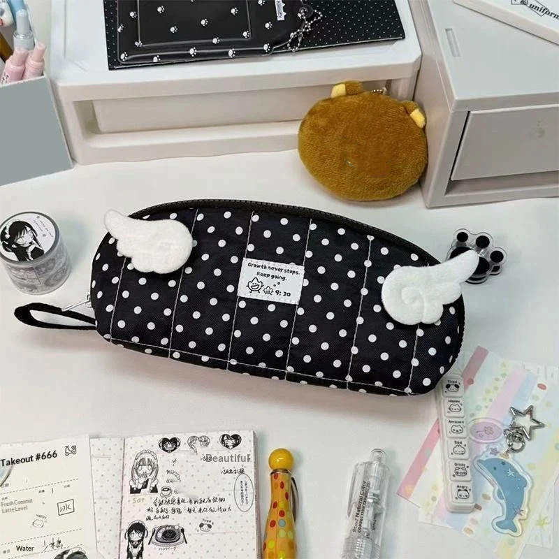 1/2Pcs Shell Shape Polka Dot Print Pencil Case INS Style Large Capacity Multi Layer Divided Portable Pen Pouch For Girls Women