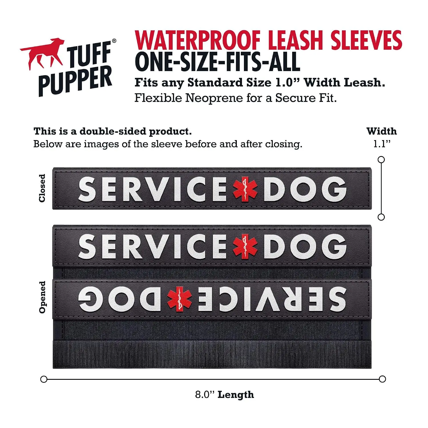 Waterproof Dog Leash Sleeve, Service Dog Dual-Sided Message Wrap, 1-Pack, Customized