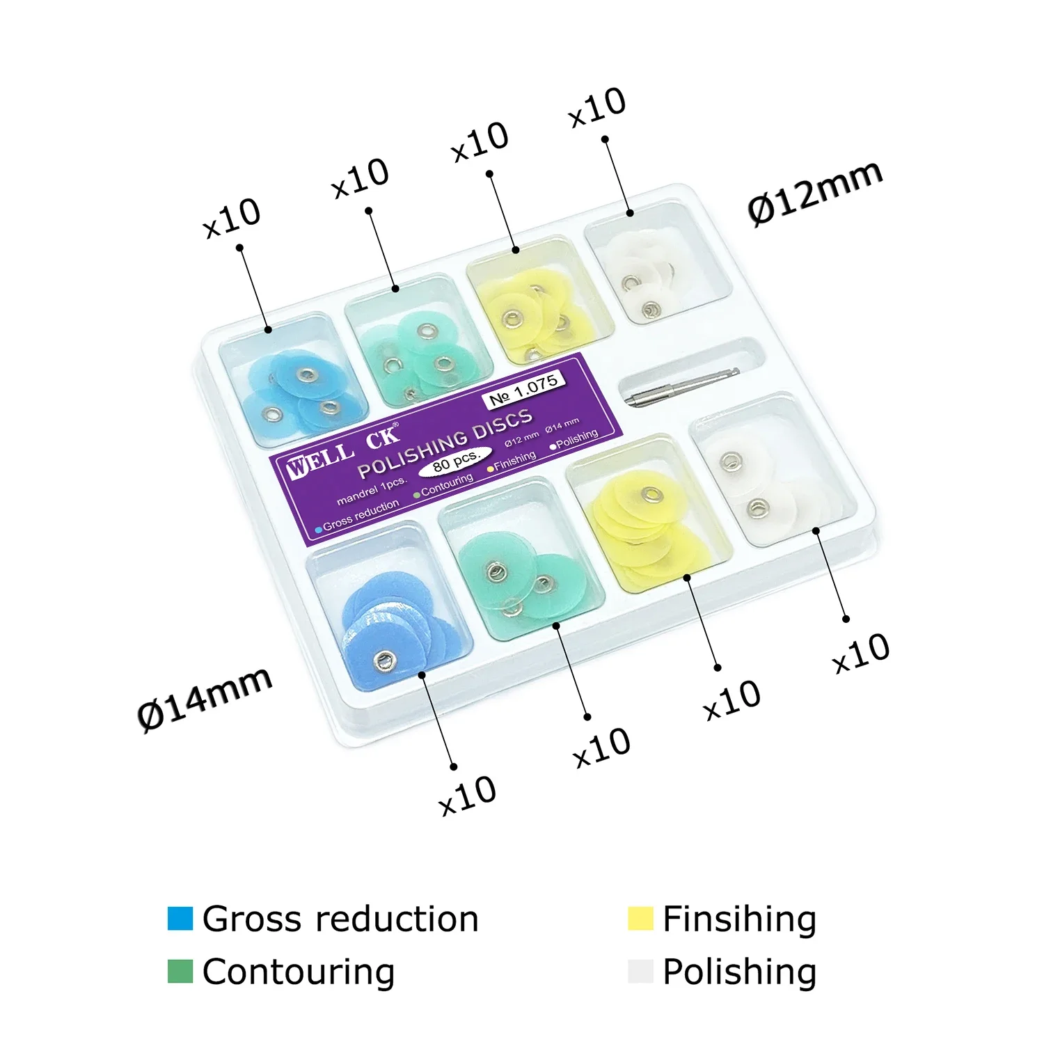 WELLCK Dental Polishing Discs Gross Reduction Contouring Mandrel Consumables Stripes Dental Materials Teeth Whitening