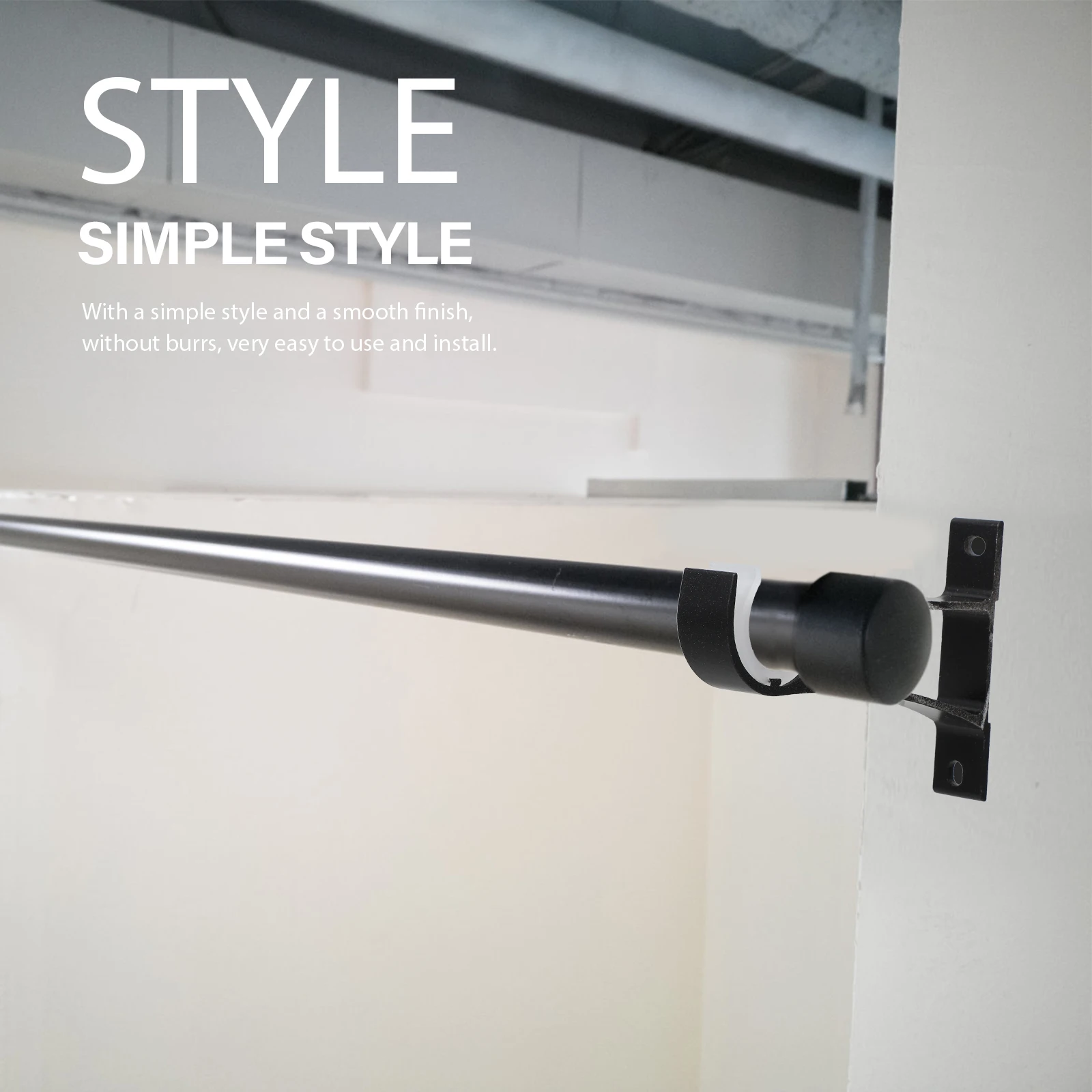 

Curtains Rod Bracket Rods Brackets Center Support Roman Fixed Black for Ceiling-mount